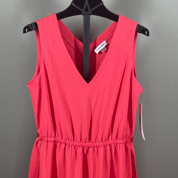 NEW Calvin Klein Dress Womens 6 coral pink fit flare colorful cocktail classic - Picture 2 of 11